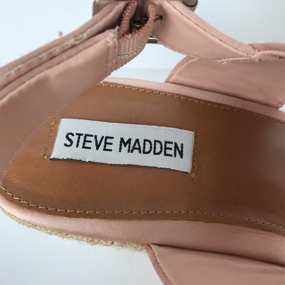 Steve Madden Woven Wedge Sandal Pink Satin Straps - Picture 6 of 16